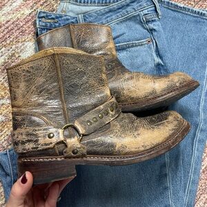 Bed Stu Exeter Leather Harness Studded Pull On Moto Boots Size 8